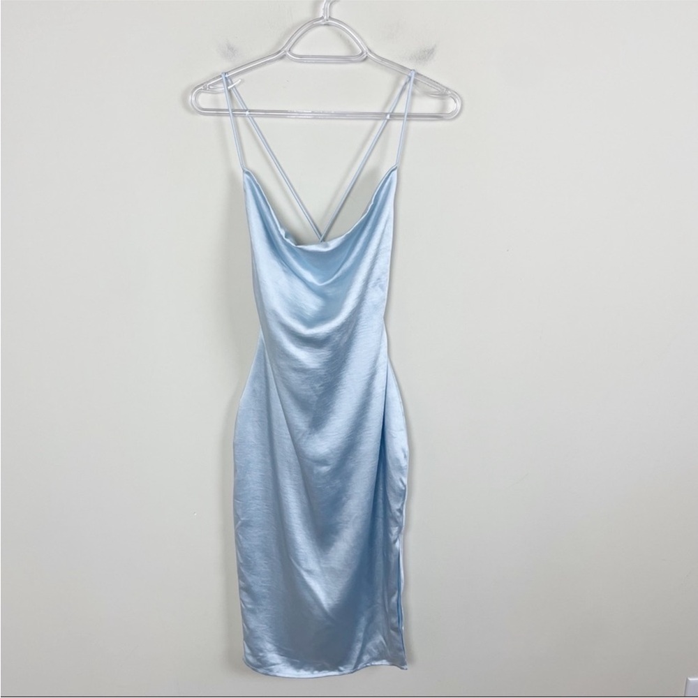 Superdown x Revolve Billie Drape Midi Dress Dusty Blue
Size XXS